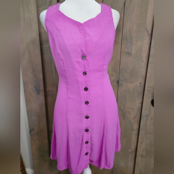 OLIVACEOUS ButtonFront Rayon A LineMini Sleeveless Mini Dress Purple.S NWOT - Picture 13 of 13